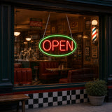 Oval Bordered OPEN Neon Sign for Business