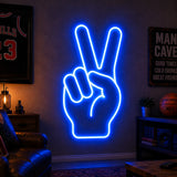 Peace Hand Man Cave Neon Sign