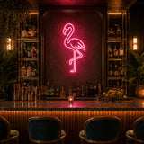 Pink Flamingo LED Neon Sign for tiki bar decor