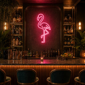 Pink Flamingo LED Neon Sign for tiki bar decor