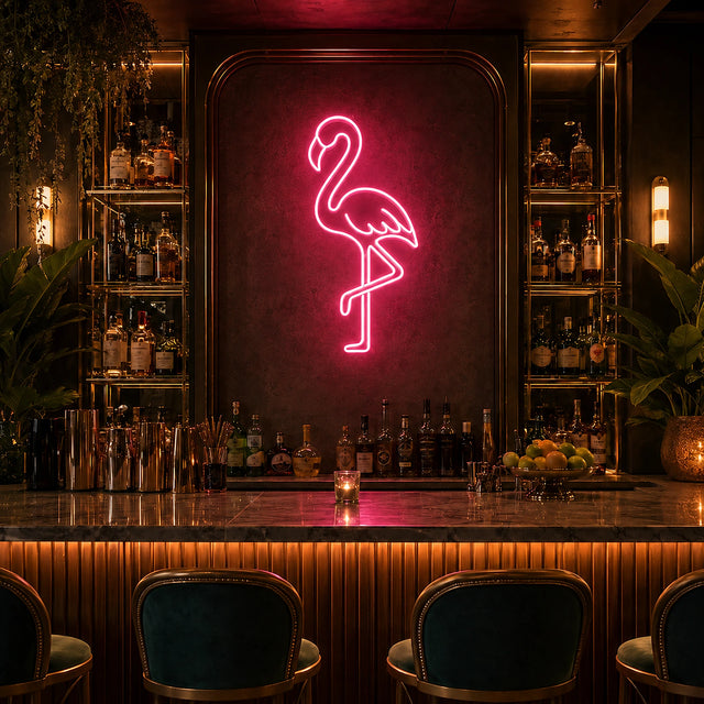 Pink Flamingo LED Neon Sign for tiki bar decor