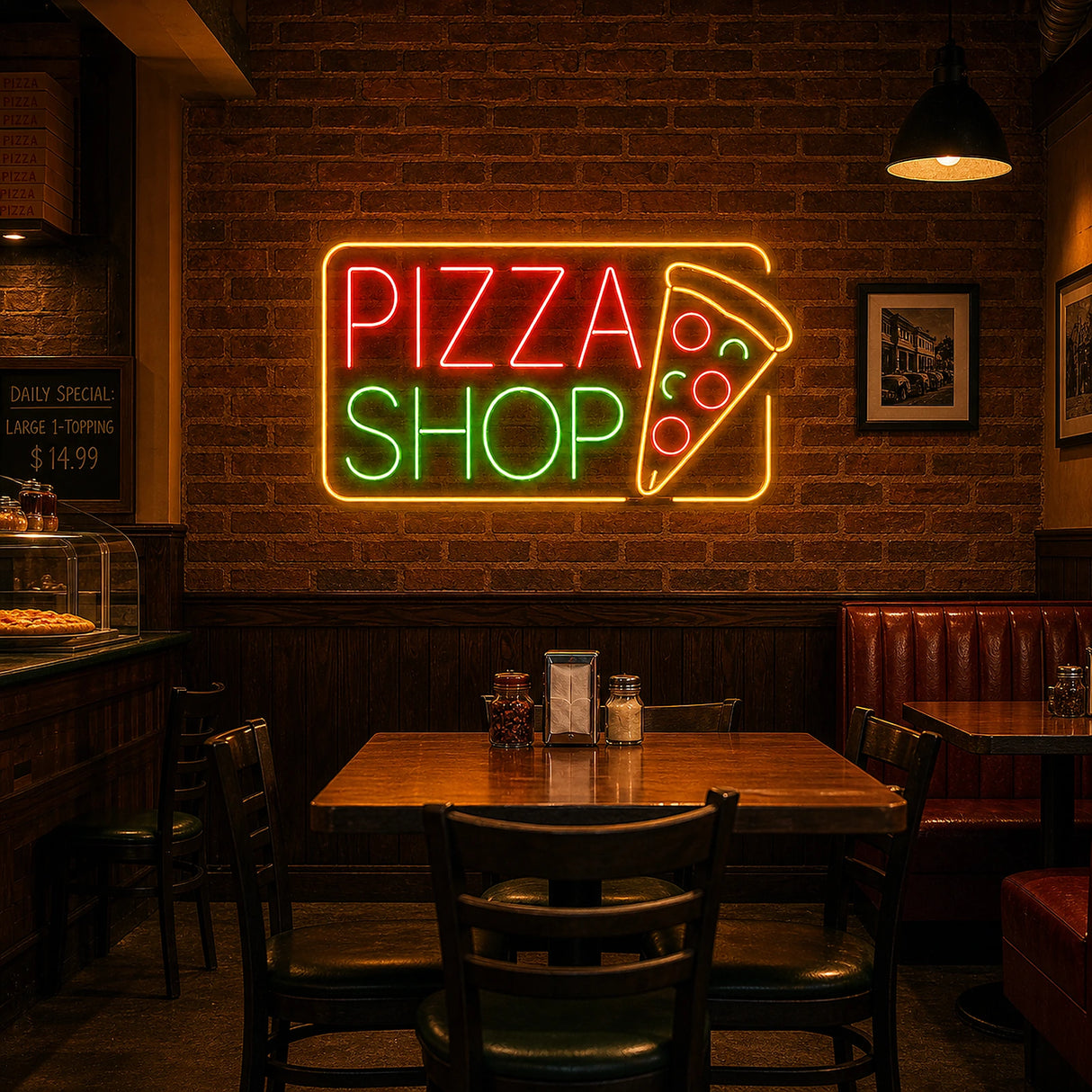 Neon Pizza Shop Sign for Pizzeria Wall Decor
