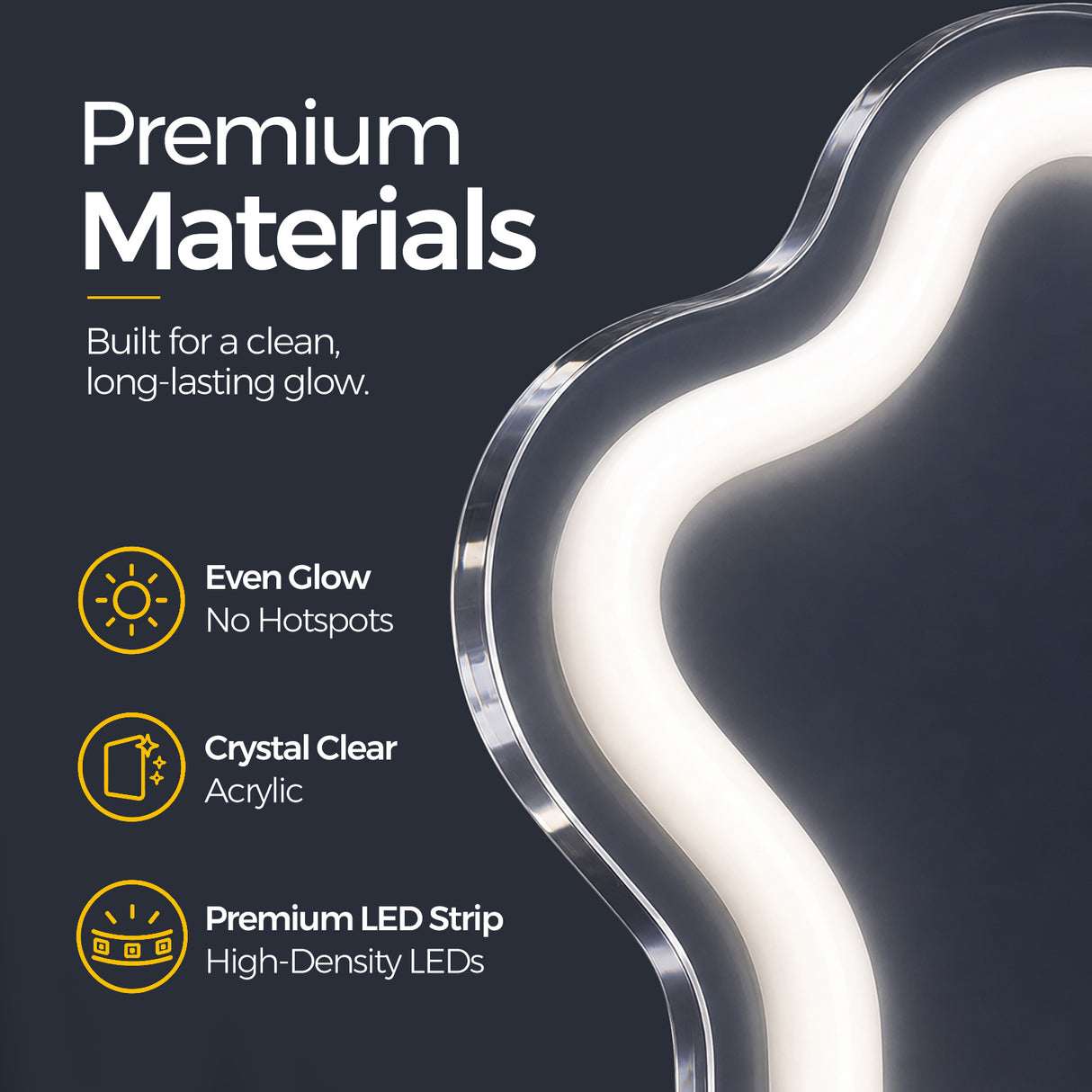 Premium acrylic backing and LED neon sign material detail