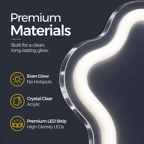 Premium acrylic backing and LED neon sign material detail