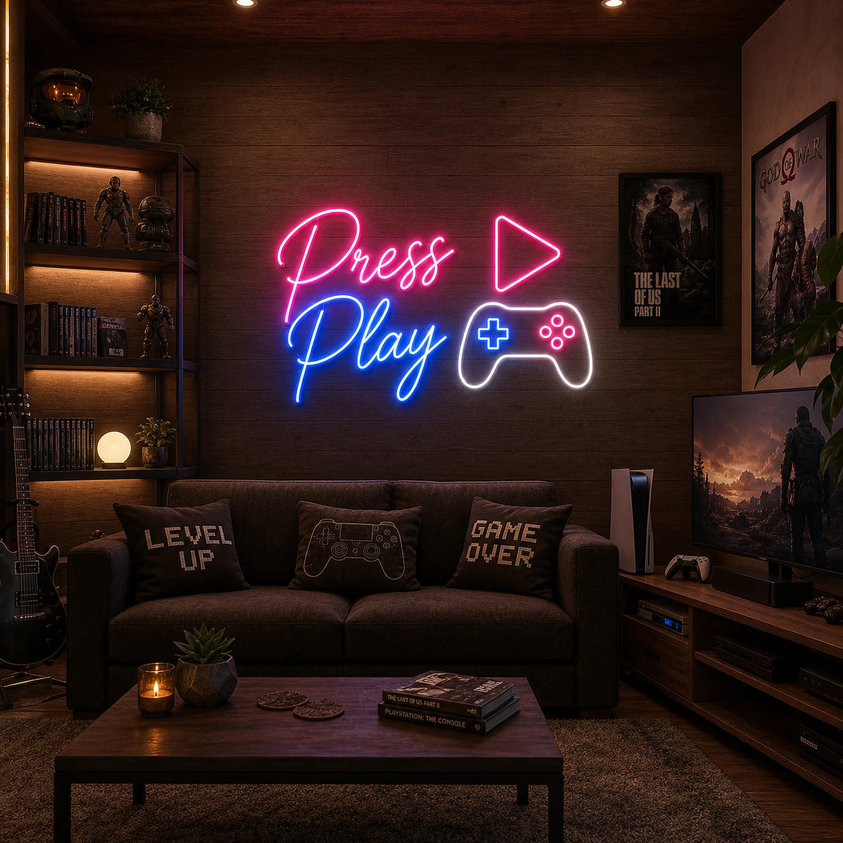 Press Play LED Neon Sign