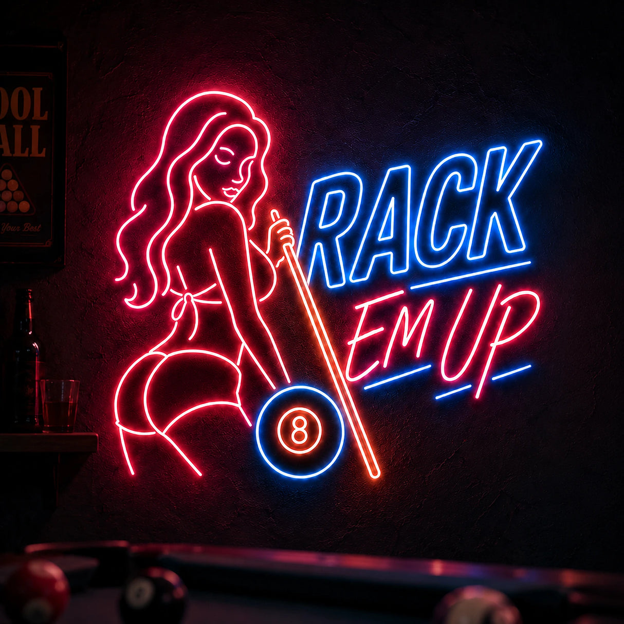 Rack Em Up Man Cave Neon Sign