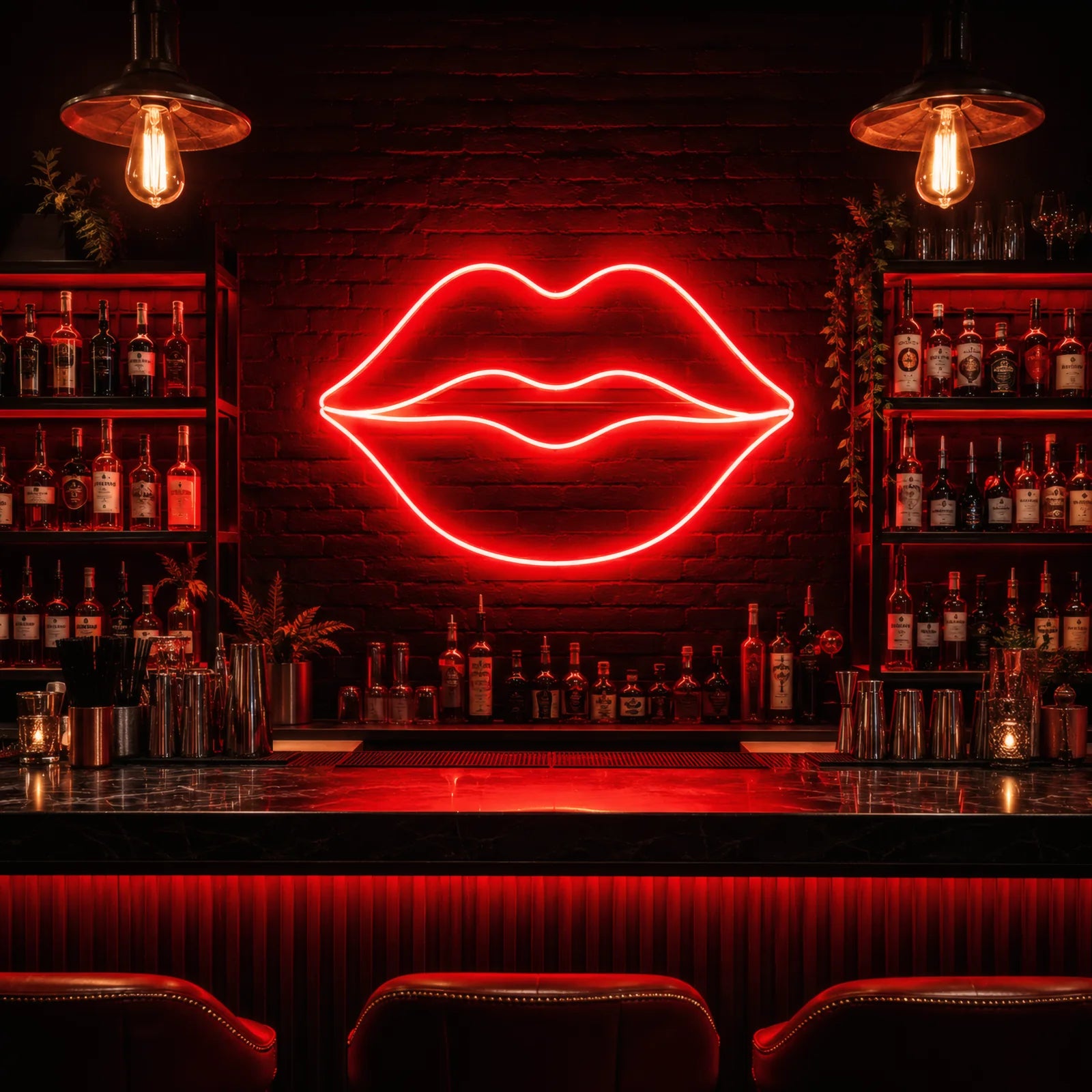 Red Lips LED Neon Sign