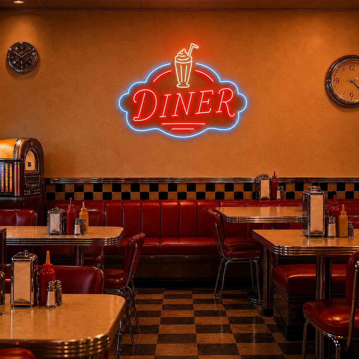 Retro Diner Neon Sign for Restaurant Wall Decor