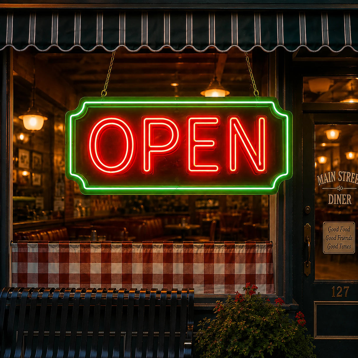 Vintage Neon Open Sign for Retro Storefront