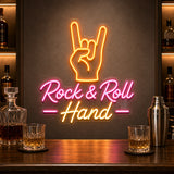 Rock and Roll Hand LED Neon Sign for live music bar decor
