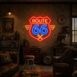 Route 66 Neon Sign for Garage and Man Cave Decor