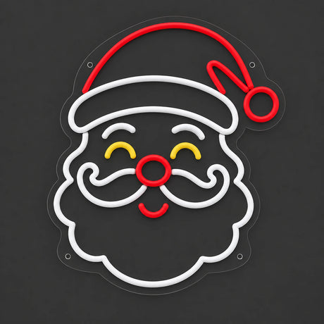 Santa face neon sign unlit on clear acrylic