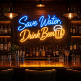 Save Water Drink Beer LED Neon Sign for beer bar decor