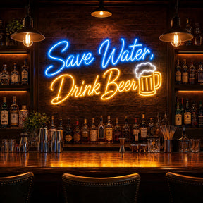 Save Water Drink Beer LED Neon Sign for beer bar decor