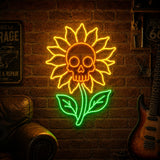 Sunflower Skull Man Cave Neon Sign