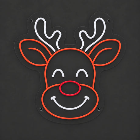 Reindeer face neon sign unlit on clear acrylic