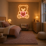 Teddy Bear Heart Bedroom Neon Sign