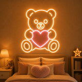 Teddy Bear Heart Bedroom Neon Sign