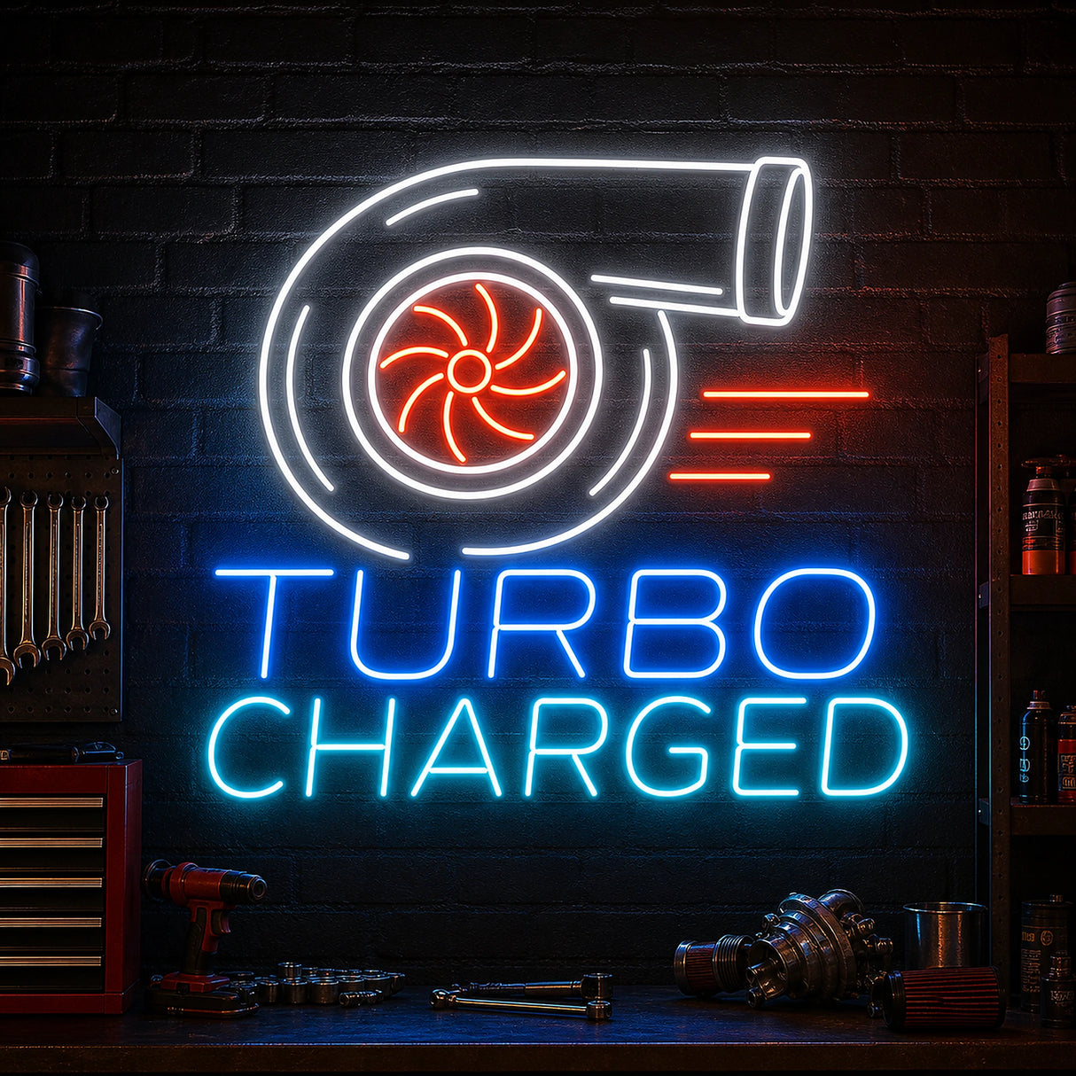 Turbo Charged Garage Neon Sign